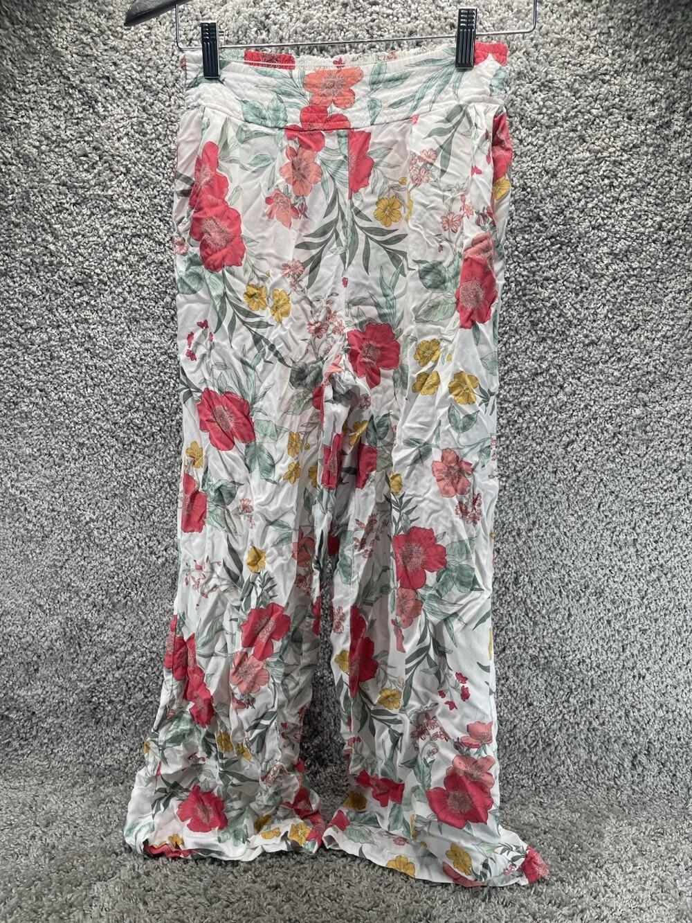 Women’s Z Supply Resort Pants 100% Rayon High Rise Floral Wide Leg Size Small